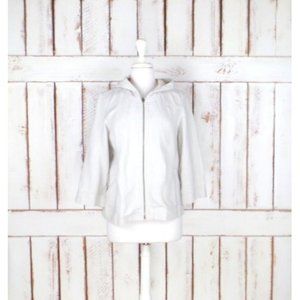 90s vintage ivory linen hoodie jacket Coldwater Creek linen hooded wind breaker